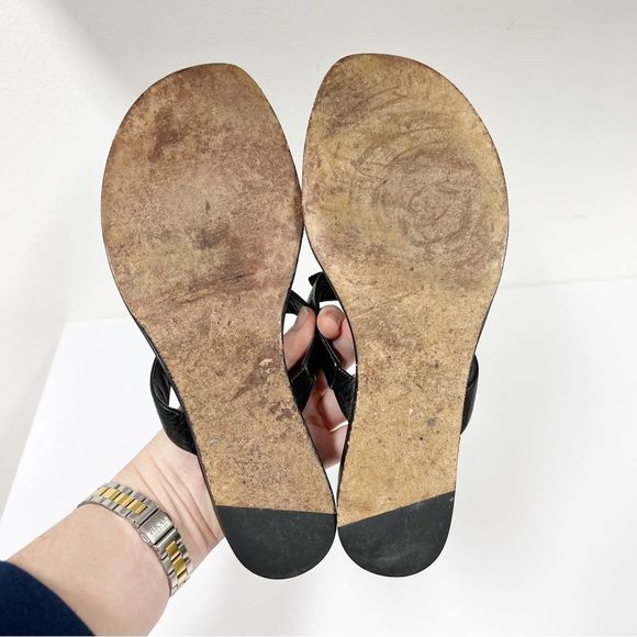 Vera Wang Lavender Leather Sandals 8.5 Black Rhinestone - Picture 8 of 9